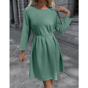 Chic Women's Dress with Adjustable Belt & 3/4 Sleeves