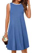 Chic A-Line Dress with Striped Neckline