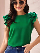 Chic Ruffle Detail Women's Blouse
