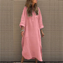 Chic Women's Midi Dress with Button Placket and Pockets