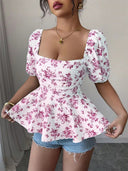 Floral Wrap Blouse for Women