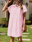 Chic Women's Striped Shirt Dress with Pockets