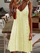 Women's V-Neck Eyelet Summer Dress