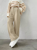 Chic High-Waist Trousers with Crease and Tie Belt