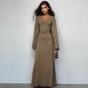 Flared Sleeve Maxi Dress with Gathered Bodice