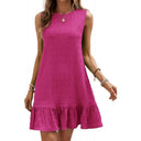 Ruffled Hem Textured Fabric Summer Dress for Women