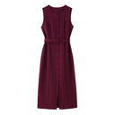 Chic Women's Sleeveless Wrap Dress with Waist Belt