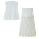 Chic Crop Top & Lace Skirt Ensemble
