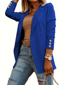 Chic Women's Blazer Jacket with Stylish Button Accents