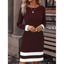 Chic Women's Dress with Contrasting Cuffs and Hem