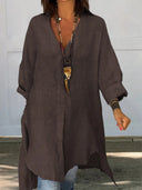 Woman’s Asymmetrical Linen Tunic with Chic Accents