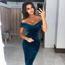 Off-Shoulder Velvet Dress for Women - Chic & Stylish