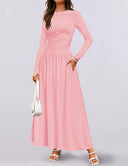 Women's Maxi Dress with Ruffle Accents and Chic Pockets