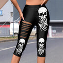 Trendy Skull Print Leggings with Stylish Cut-Out Design