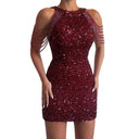 Chic Spaghetti Strap Party Dress with Delicate Accents