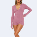 Chic Women's Long Sleeve Bodysuit with Button Detail
