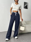 Elastic Waist Loose Fit Women's Leisure Pants