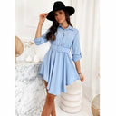 Chic Knee-Length Shirt Dress with Waist Belt and Stylish Accents