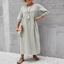 Women's Maxi Dress with Airy Sleeves & Pockets