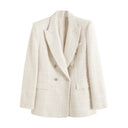 Chic Double Quilted Check Blazer for Women