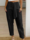 Chic Women's Chino Trousers with Stylish Belt and Pockets