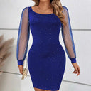 Chic Mini Dress with Tulle Sleeves and Glitter Accents