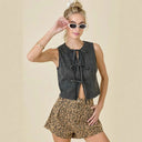 Adjustable Women's Denim Blouse with Relaxed Fit