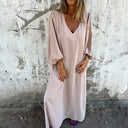 V-Neck Maxi Dress with Convenient Pockets