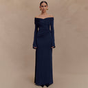 Chic Off-Shoulder Maxi Dress with Stylish Wrap Accents