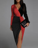 Glittering Deep V-Neck Bodycon Dress for Women