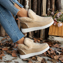 Women's Fleece-Lined Non-Slip Slippers with Stylish Stitching