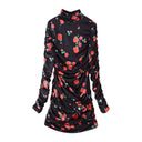 Chic Ruffle Collar Shirt with Floral Accents