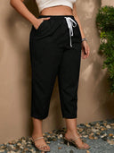 Chic Women's Leisure Pants with Elastic Waist and Handy Pockets