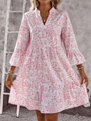 Floral Ruffle Women's Dress - Stylish Everyday Wear