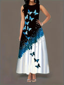 Floral Print Women's Maxi Dress with Pockets