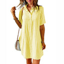 Chic Women's Dress with Button Accents