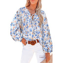Floral Print Women's Blouse with Flowing Sleeves