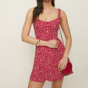 Floral Mini Dress with Spaghetti Straps and Flared Skirt