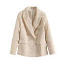Chic Double Quilted Check Blazer for Women