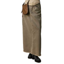 High-Waisted Long Denim Skirt with Pockets
