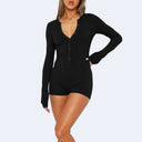 Chic Women's Long Sleeve Bodysuit with Button Detail