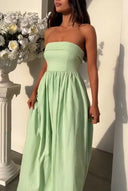 Strapless Women's Maxi Dress with Flowing Skirt
