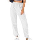 Textured Fabric Women's Pants with Elastic Waist