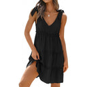 Chic V-Neck Ruffle Dress with Adjustable Straps