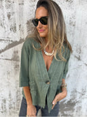 Chic Short Sleeve Linen Blazer for Women