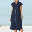 Chic Women's Button-Up Dress with Pockets