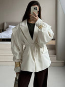 Chic Oversized Blazer Jacket with Belt for Women