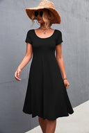 Women's A-Line Dress with Round Neckline - Ideal for Everyday Wear
