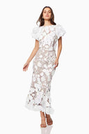 Floral Dress with 3D Flower Embellishments