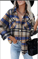 Chic Women's Checkered Blouse with Patch Pockets